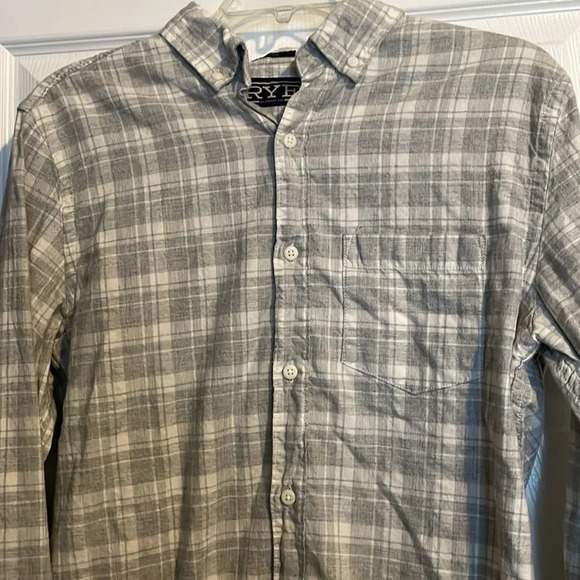 Rye men’s slim fit gray button down shirt size medium tall - Picture 2 of 9